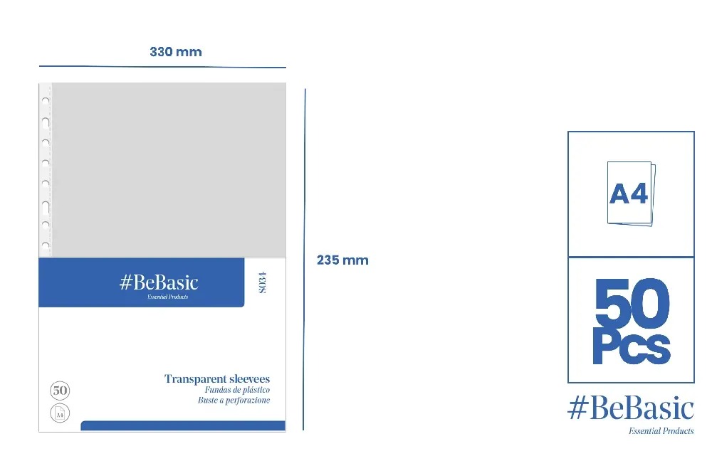 FOLIE PROTECTIE BeBasic A4 30 MIC CRISTAL 50/SET S034