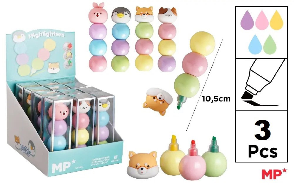 MINI TEXTMARKER FANTASY IPB 3/SET ANIMALE PASTEL PE553-04