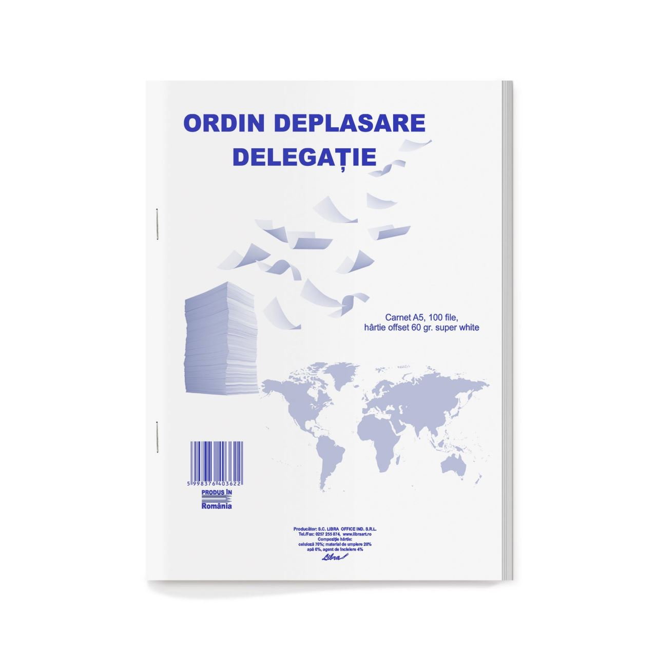ORDIN DEPLASARE DELEGATIE A5, 100 FILE, hartie offset, 60 gr/m2, super white