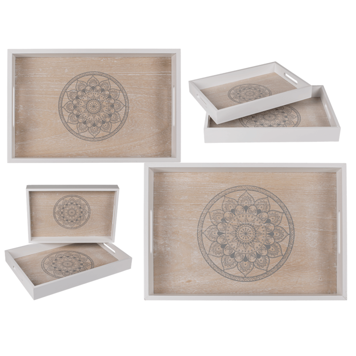 BLU TAVA LEMN MANDALA 35*24CM ALB/NATUR 144259