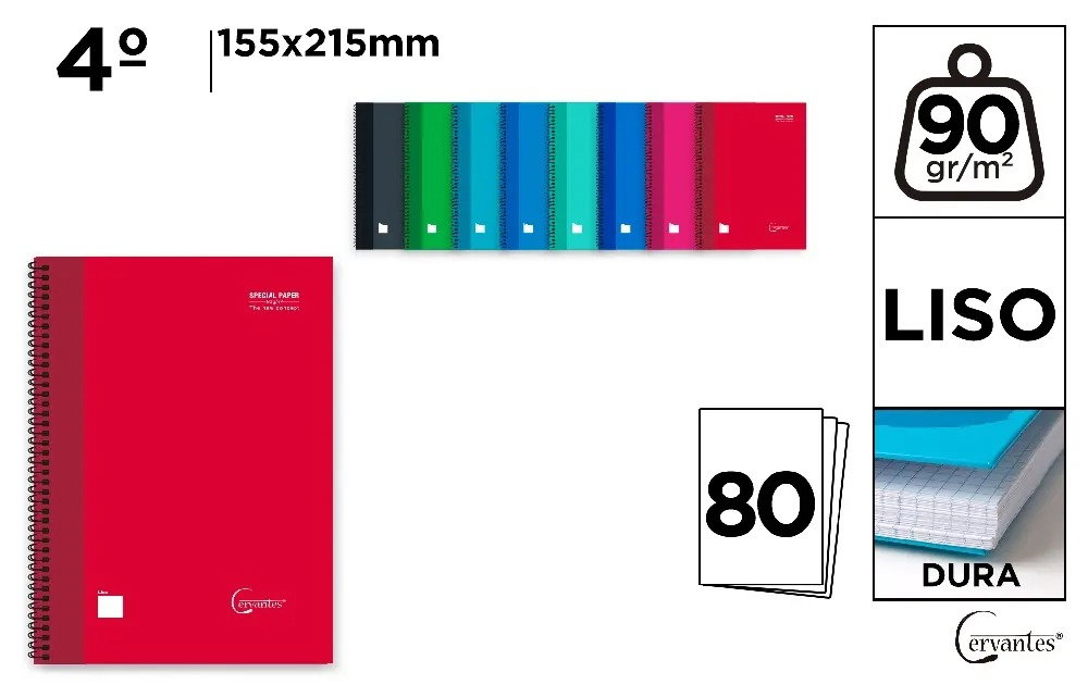 Caiet A5+ spiralat Cervantes 80 file velin