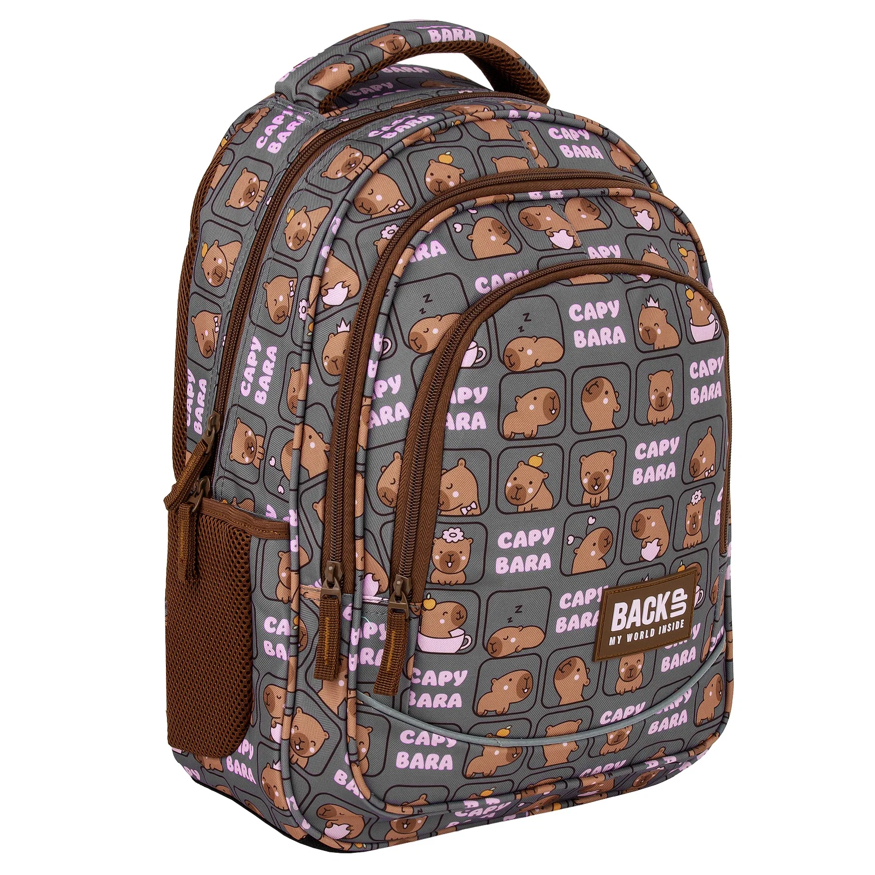 Derform School Backpack 3 Compartments Capybara PLB7X36