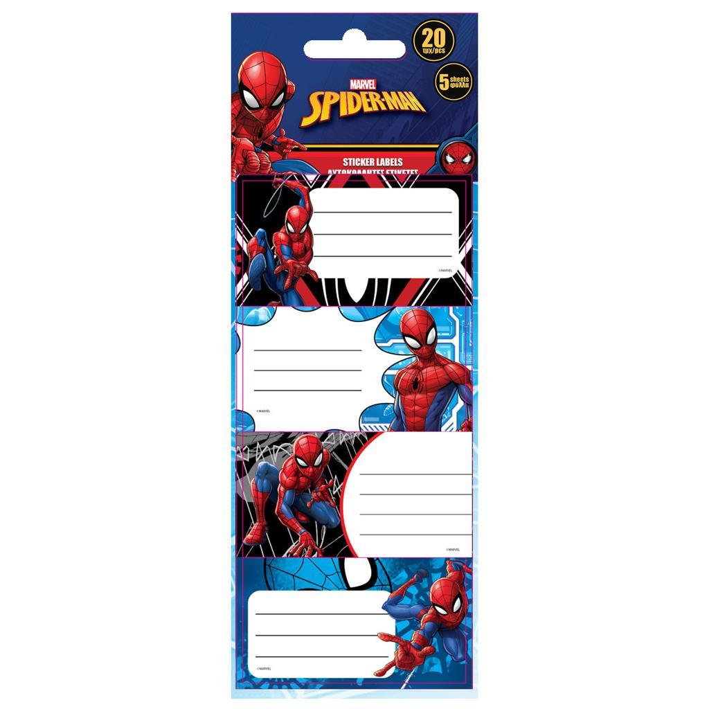 DIA ETICHETE SCOLARE AUTOADEZIVE 20/SET SPIDERMAN 508439