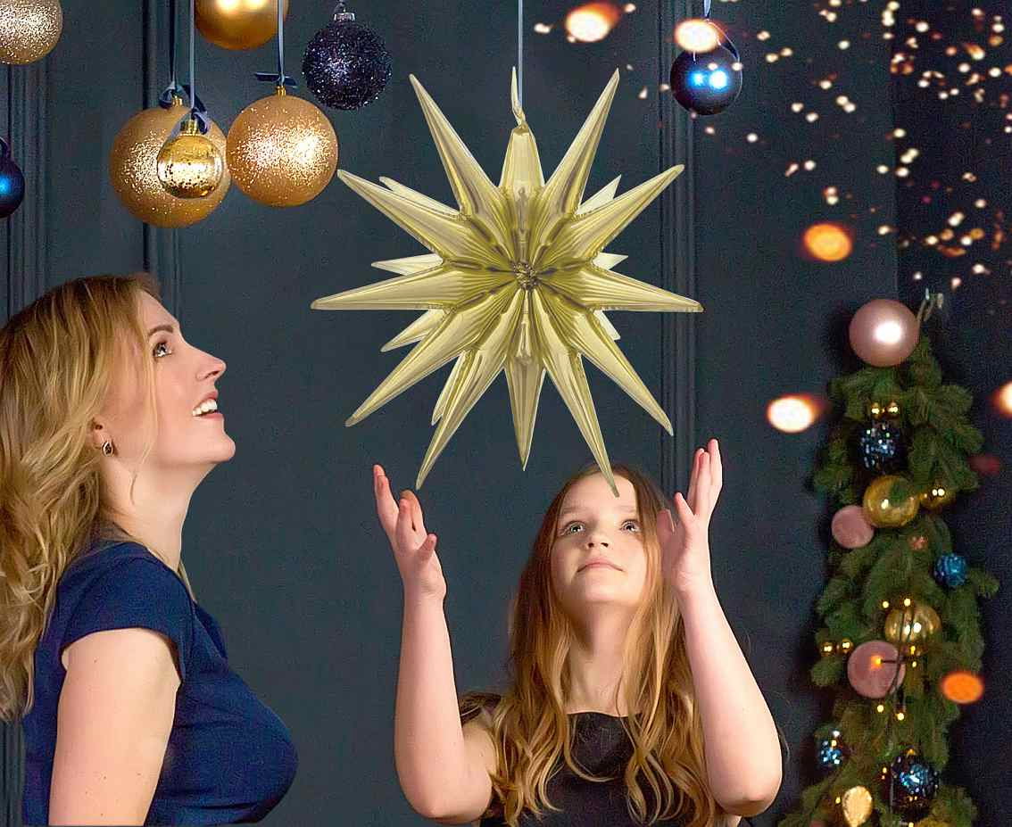 BALON FOLIE ALUMINIU Star 3D, champagne, 50cm FG-G3SZ