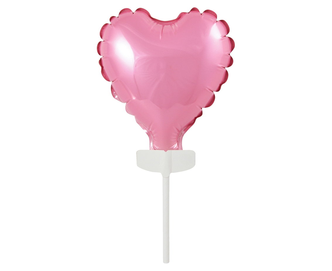 Godan Heart Shaped Foil Balloon with Stick 8cm Pink