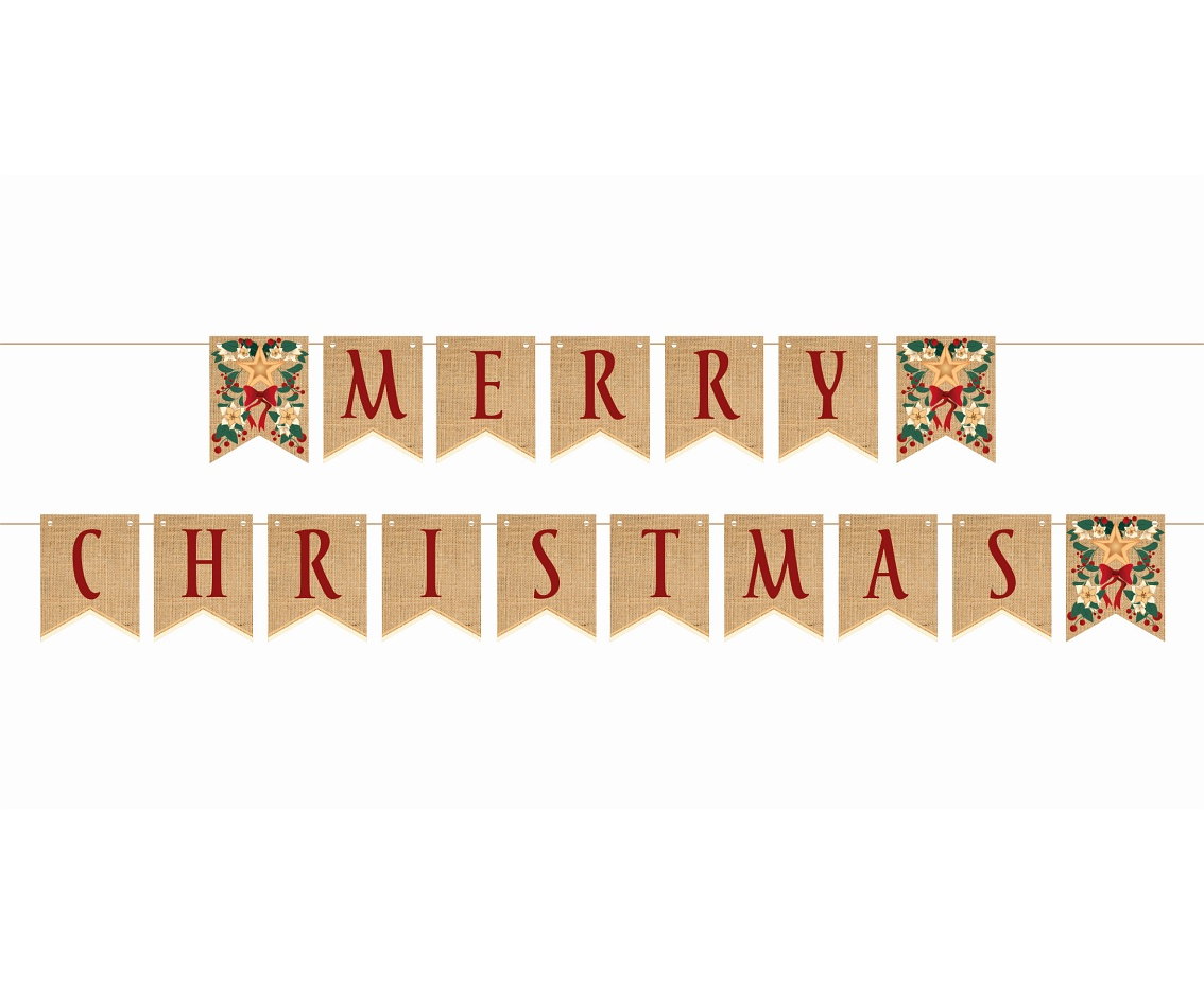GHIRLANDA DIN HARTIE Merry Christmas, leaves, 250cm PF-GMCG
