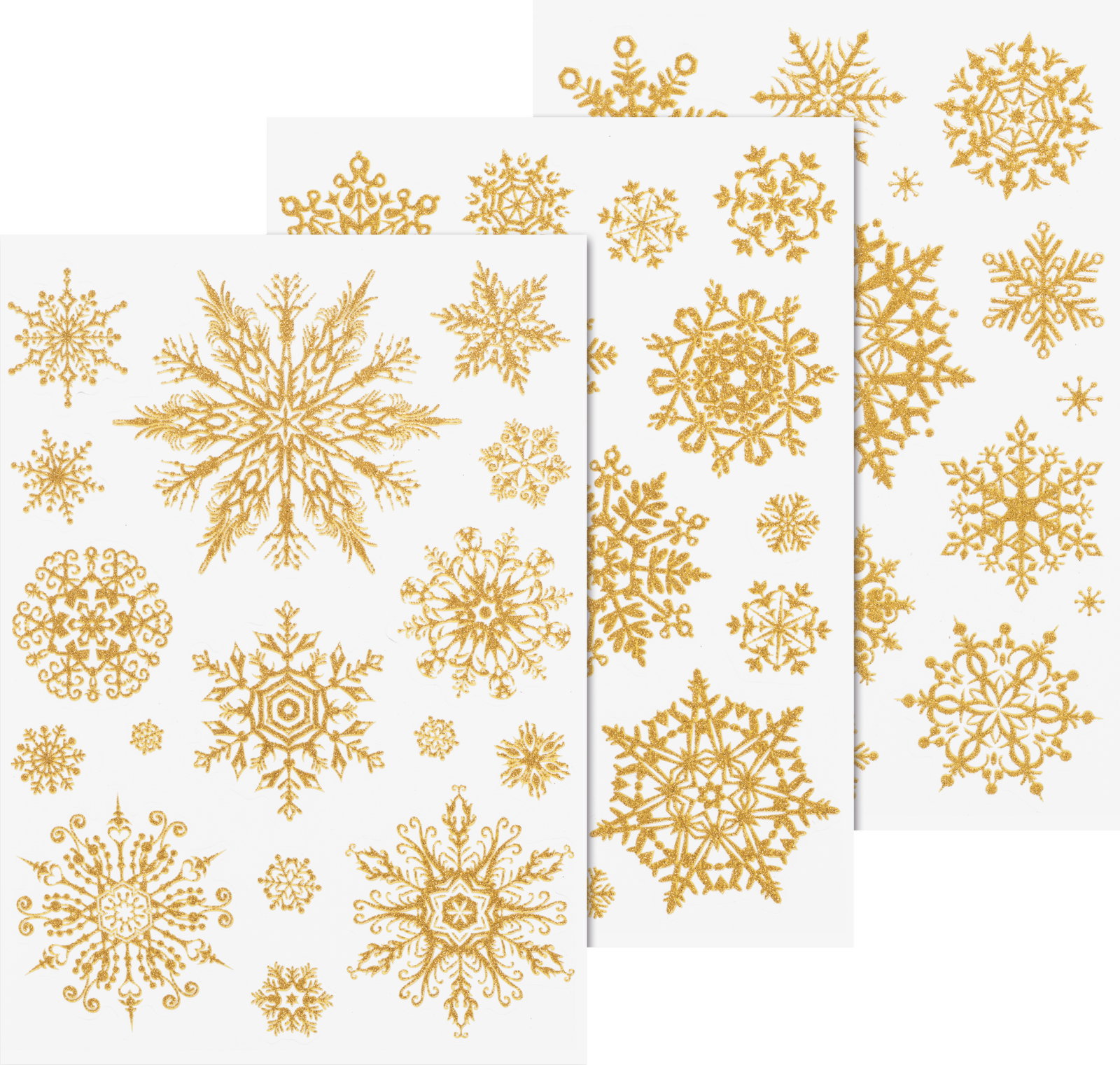 STICKER DECOR FEREASTRA CRISTALE GHEATA 3 COLI/SET GLITTER AURIU 3584466
