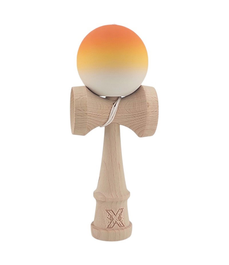 Kendama din lemn 18 cm Rubber Grip Portocaliu/Galben/Alb J1896/161672