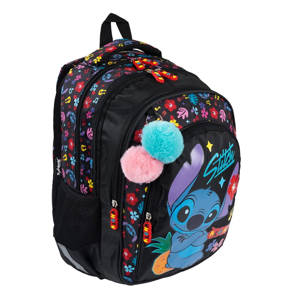 Rucsac școlar 4 compartimente BPL-58 Stitch Black Aloha