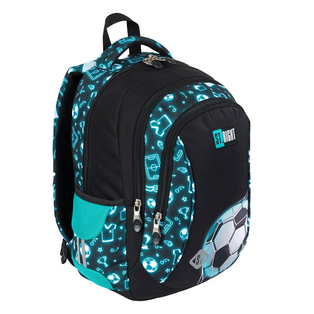 Rucsac școlar St.Right 3 compartimente BP-26 Neon Football 681141