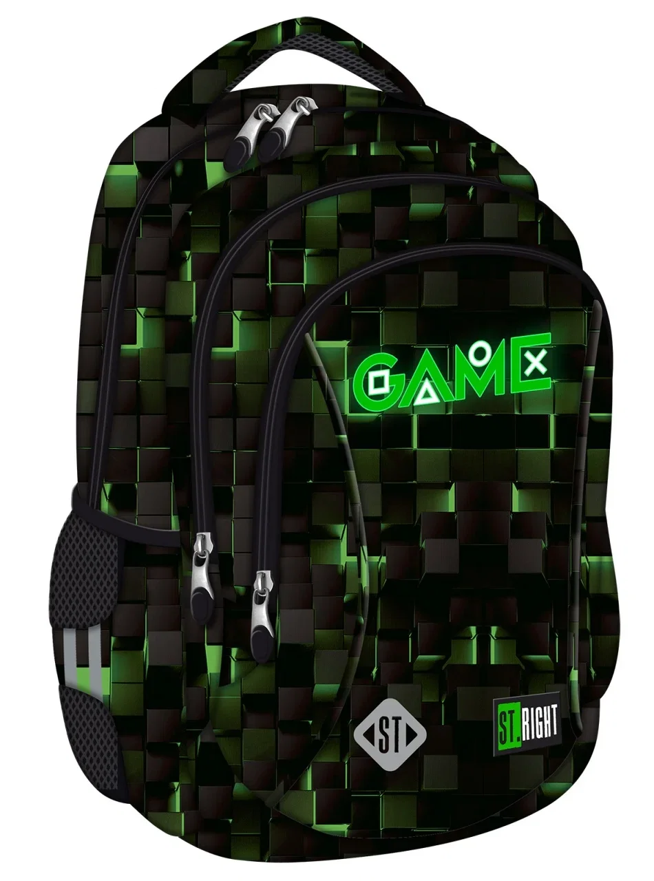 RUCSAC SCOLAR ST.RIGHT 3 COMPARTIMENTE BP-77 GREEN GAME 681516