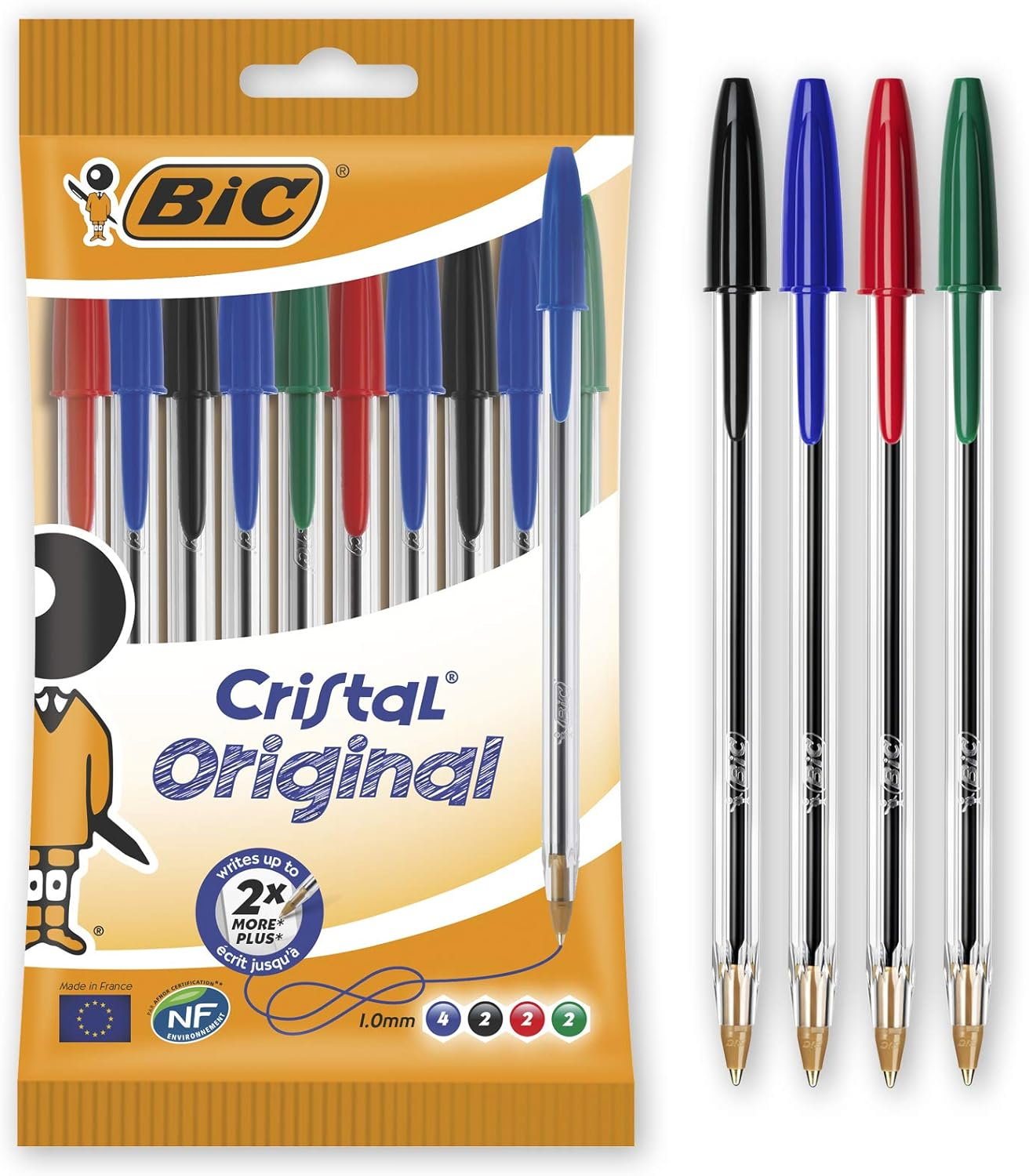 PIX BIC CRISTAL 1.0MM 10/SET 4 CULORI 216830865