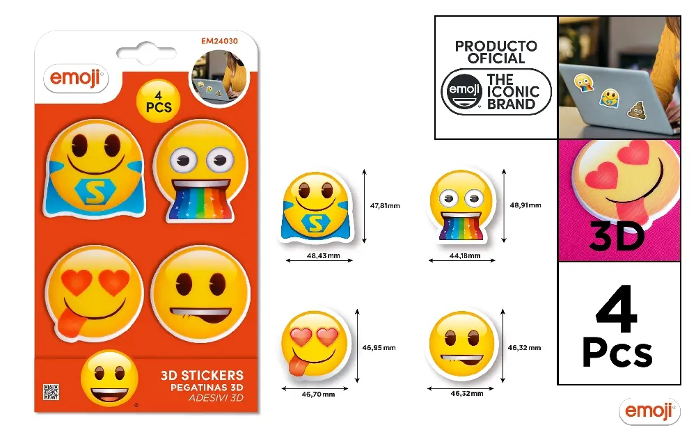 STICKER 3D IPB 4 BUC EMOTICOANE EM24030
