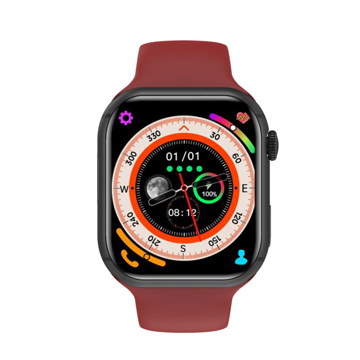 Smartwatch iSEN Watch DM60, negru cu bratara rosie silicon, 4G, 2.02" HD, 4GB RAM + 64GB ROM, android 8.1, Bt v4.2, nanoSIM, IP67, 800 mAh [3]
