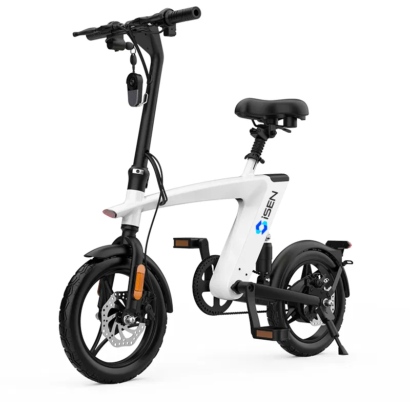 Biciclete electrice - Bicicleta electrica iSEN H1 Flying Fish Alb, 250W, 22NM, Rulare full electric sau asistata, 25km/h, IPX4, Baterie detasabila 10Ah