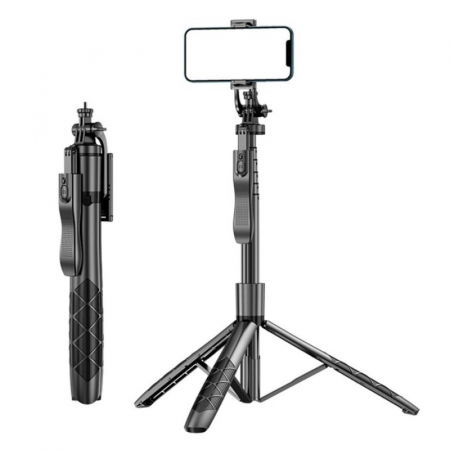 Gadgets - Selfie stick trepied extensibil iSEN L16 Negru, 1530mm, Port 1/4, Telecomanda detasabila cu bluetooth, Maner balansare, 120mAh