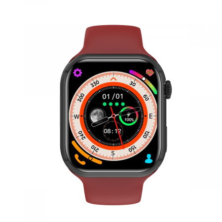 Smartwatch iSEN Watch DM60, negru cu bratara rosie silicon, 4G, 2.02" HD, 4GB RAM + 64GB ROM, android 8.1, Bt v4.2, nanoSIM, IP67, 800 mAh [2]