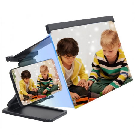 Suport cu lupa pliabil pentru telefon mobil iSEN 3D Phone Magnifying Glass Plus Negru, 12", Protectie ochi, Unghi ajustabil [4]