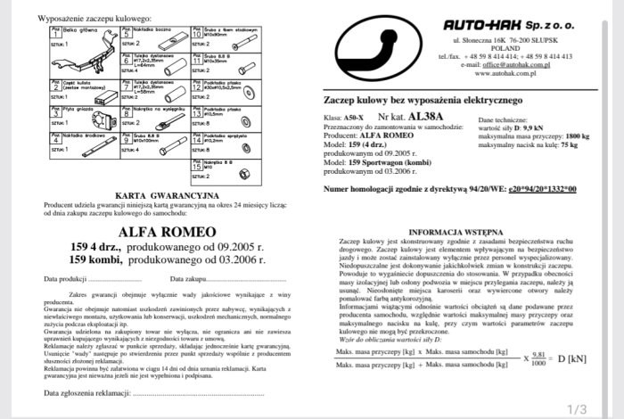 Cârlig de remorcare detașabil orizontal Alfa Romeo 159 (2006 - prezent) Auto-Hak AL 38A - karmaster.ro [5]
