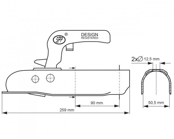 Cupla remorca 750 kg pentru ax rotund 50 mm. SPP ZSK-750C [2]