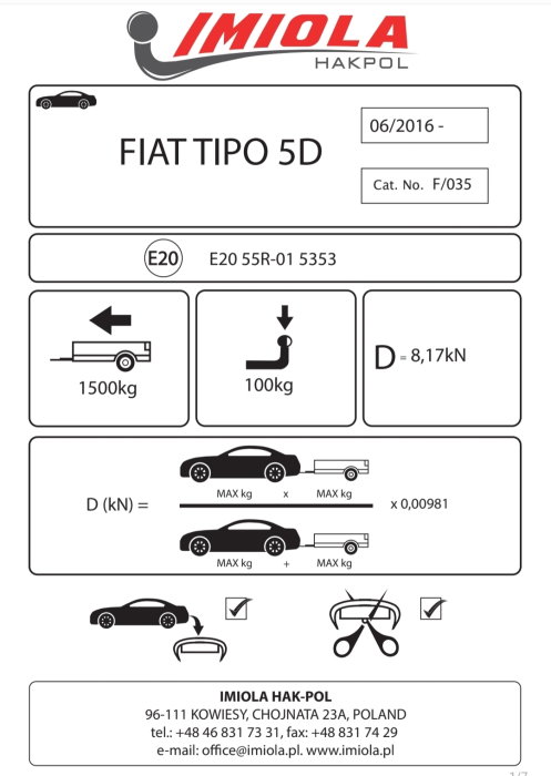Cârlig Remorcare Semidemontabil Fiat Tipo Hatchback (2016+) Hakpol F/035 [2]