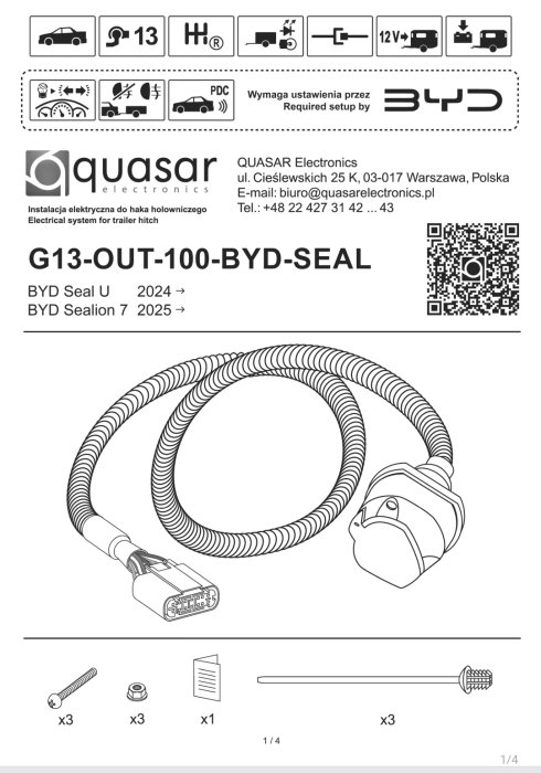 Instalație Electrică Dedicată 13 Pini Quasar (Q3002-0403) - BYD Seal U / Sealion 7 [4]