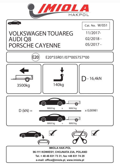Cârlig de remorcare Hakpol W/051 pentru Porsche Cayenne (2017+) [2]