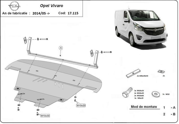 Scut motor metalic Opel Vivaro dupa 2014 [1]