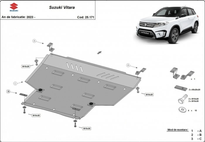 Set Scuturi Oțel 2mm Suzuki Vitara (2023+) - Protecție Motor și Diferențial Spate [3]