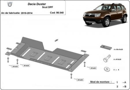 Scut metalic filtru particule Dacia Duster 2010 - 2014