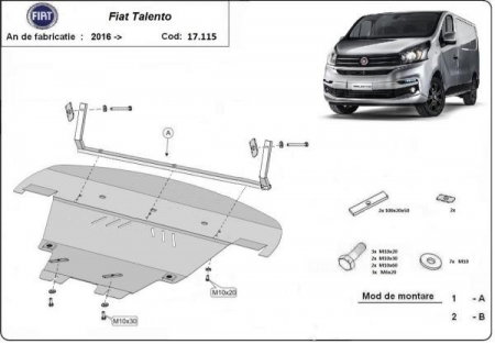 Scut motor Fiat Talento - Scut motor metalic Fiat Talento dupa 2016