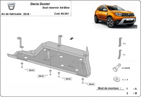 Scut motor Dacia Duster - Scut metalic AdBlue Dacia Duster fabricata dupa 2018