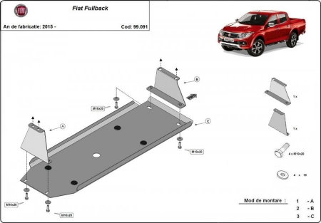 Scut motor Fiat Fullback - Scut metalic rezervor Fiat Fulback dupa 2016
