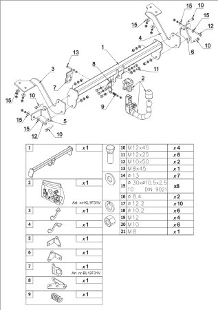 Cârlig de remorcare Auto-Hak Demontabil Vertical cu Cheie pentru Fiat Doblo Van L1 (+E-DOBLO) (2022 - Prezent) [4]