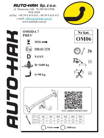 Carlig remorcare omologat otel Auto-Hak Omoda 7 SUV PHEV (2026) - Karmaster.ro [1]