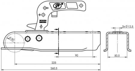 Cupla remorca 1300 kg pentru ax patrat 50 mm. SPP ZSK-1300H [1]