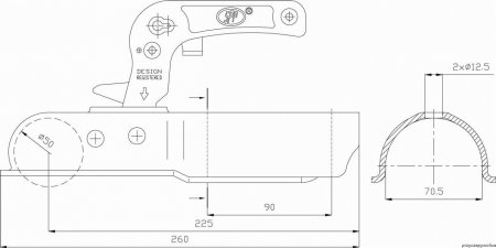 Cupla remorca 1300 kg pentru ax patrat 70 mm. SPP ZSK-1300J [1]