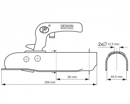 Cupla remorca 750 kg pentru ax rotund 50 mm. SPP ZSK-750C [1]