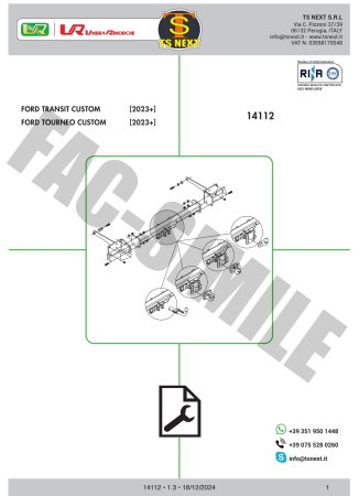 Cârlig remorcare flanșă Umbra Rimorchi Ford Transit / Tourneo Custom 2023+ [1]