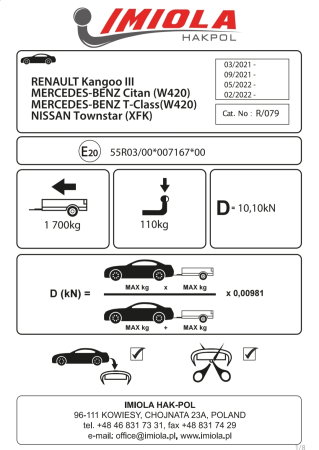 Cârlig remorcare Hakpol Renault Kangoo 2021+ [1]