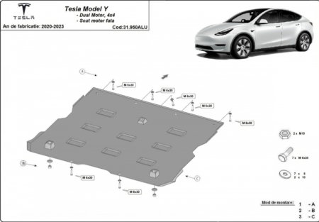 Scut aluminiu motor fata Tesla Model Y AWD 2020-2023 [0]