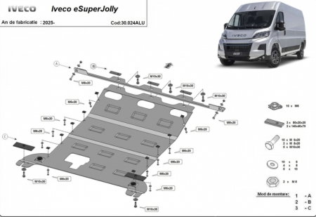 Scut motor Iveco eSuperJolly - Scut aluminiu motor cutie radiator 4mm Iveco eSuperJolly 2025+