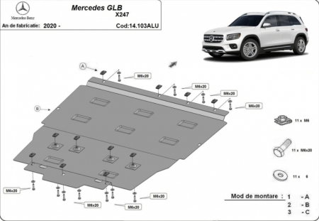 Scut Aluminiu 3mm Motor, Cutie și Radiator Mercedes GLB (2020+) [0]