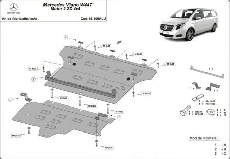 Scut motor Mercedes V-Class - Scut-Motor-Cutie-Radiator-Aluminiu-3mm-Mercedes-V-Class-W447-2020P-Karmaster