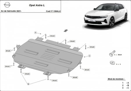Scut Aluminiu 3mm Motor, Cutie, Radiator și Bară Opel Astra L (2021+) [0]
