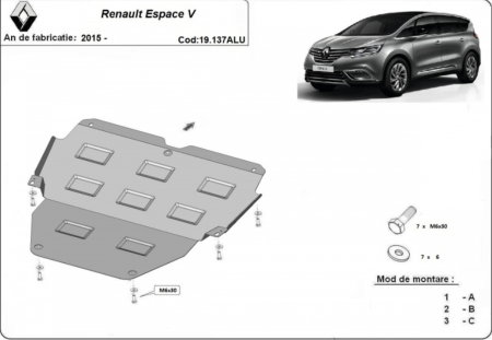 Scuturi metalice - Scut motor si cutie aluminiu Renault Espace V 2015+