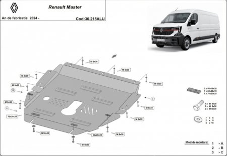 Scuturi metalice - Scut motor cutie radiator aluminiu Renault Master 2024+