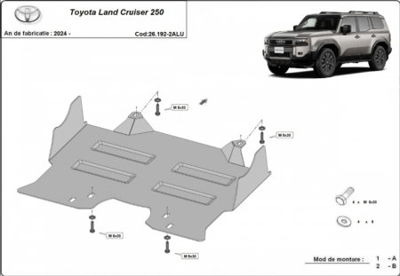Scut protecție motor și grup față aluminiu 4mm Toyota Land Cruiser J250. [0]
