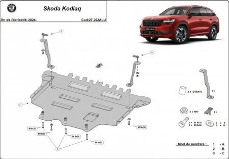 Scuturi metalice - Scut Aluminiu Motor Cutie Radiator Bară 3mm Skoda Kodiaq (2024+)