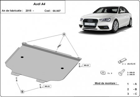 Scuturi metalice - Scut metalic cutie de viteze Audi A4 B9 2015 - prezent